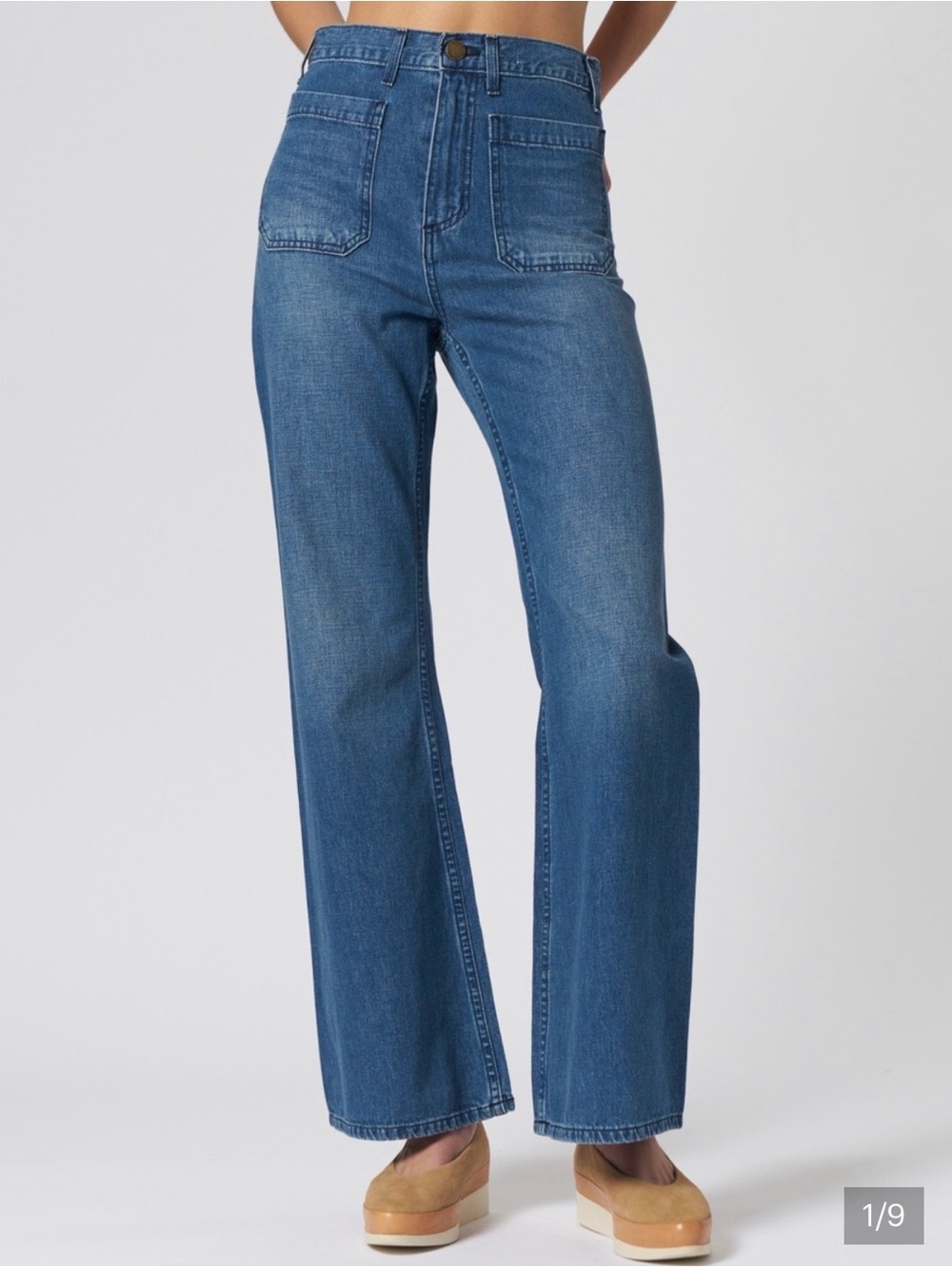 The Great - Dock Jeans in Marina wash. Highwaisted. Super flattering. Size 25.